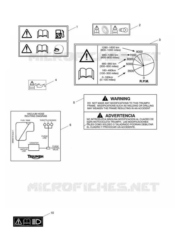 WARNING LABELS Triumph MOTO Street Triple 765 STREET TRIPLE 765 MOTO2 EDITION  STREET TRIPLE 765 MOTO2 EDITION