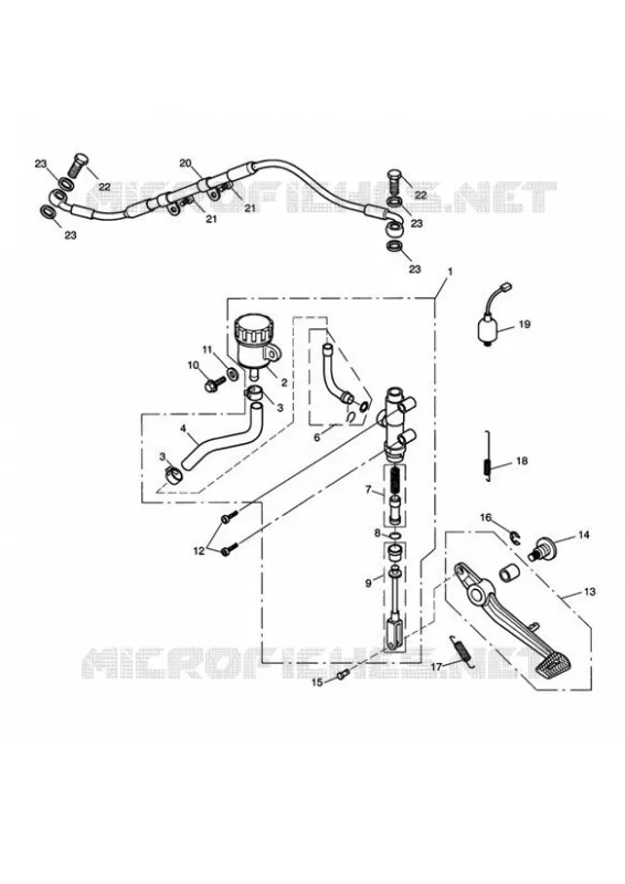 REAR BRAKE MASTER CILINDER - RESERVOIR & PEDAL Triumph MOTO Daytona Daytona-675 DAYTONA 675  DAYTONA 675