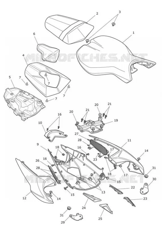 Rear bodywork & seat - street triple rx for Triumph STREET TRIPLE